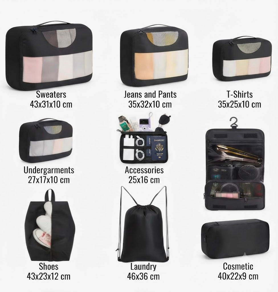 The 8-Piece Essential Packing Cube Set 3