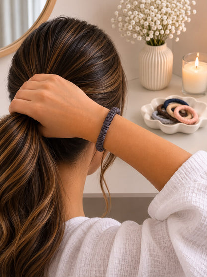 Pure Mulberry Silk Skinny Scrunchie | 19 Momme Luxury Hair Tie