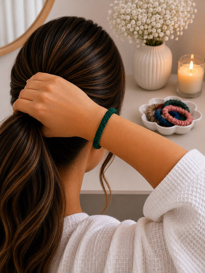 Pure Mulberry Silk Skinny Scrunchie | 19 Momme Luxury Hair Tie