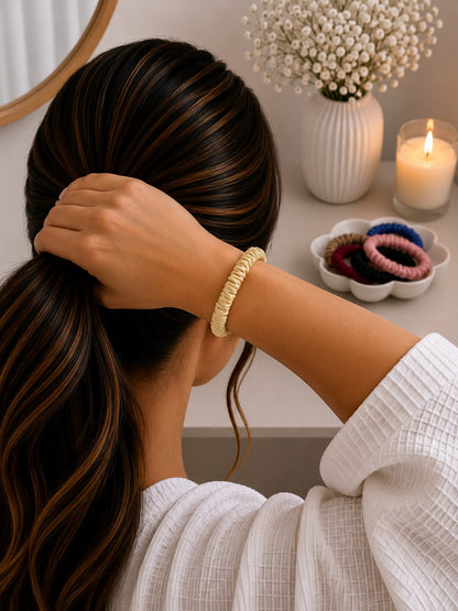 Pure Mulberry Silk Skinny Scrunchie | 19 Momme Luxury Hair Tie