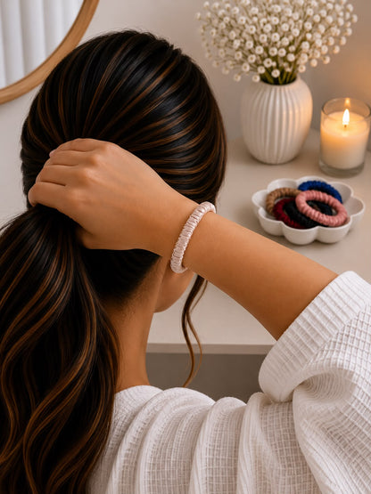 Pure Mulberry Silk Skinny Scrunchie | 19 Momme Luxury Hair Tie