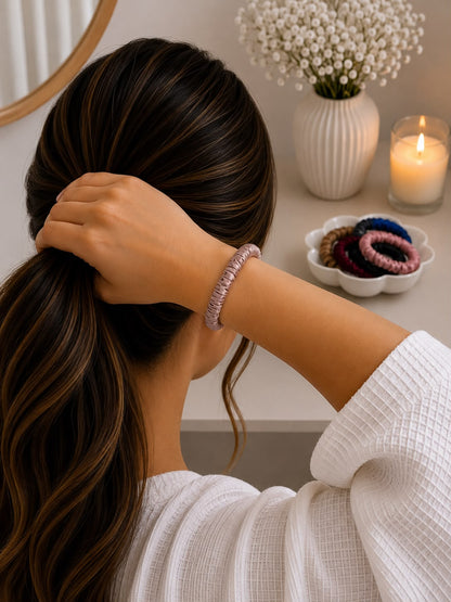 Pure Mulberry Silk Skinny Scrunchie | 19 Momme Luxury Hair Tie