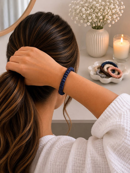Pure Mulberry Silk Skinny Scrunchie | 19 Momme Luxury Hair Tie