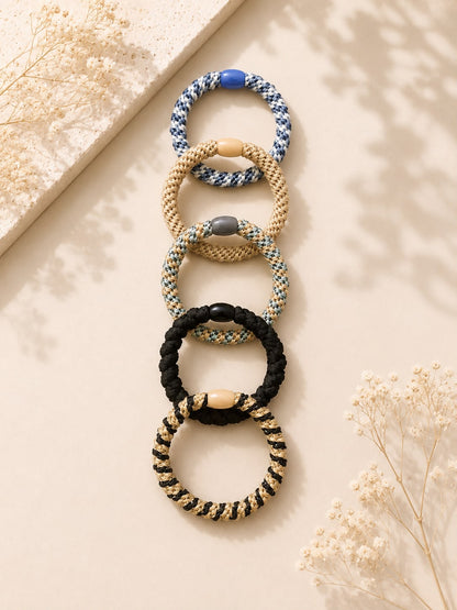 Braided Hair Ties / Bracelets – 5 PCS Set
