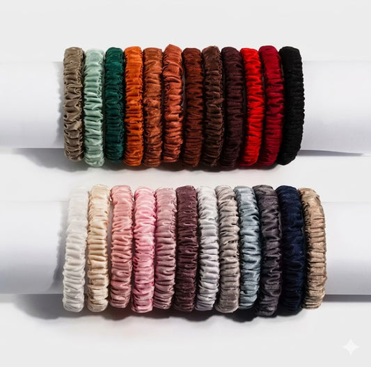Pure Mulberry Silk Skinny Scrunchie | 19 Momme Luxury Hair Tie